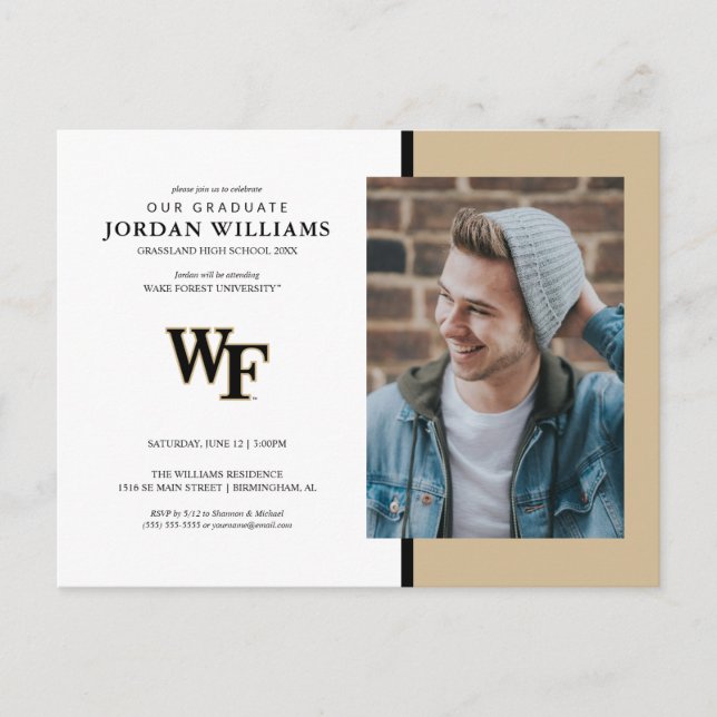 Carte Postale Faire-part Université Wake Forest | WF (Devant)