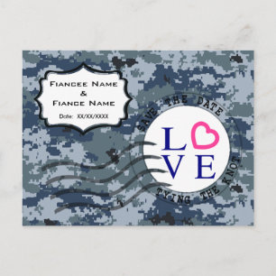 Carte Postale Faire-part USN Navy Date à retenir & Amour