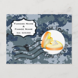 Carte Postale Faire-part USN Navy Date à retenir & Bague