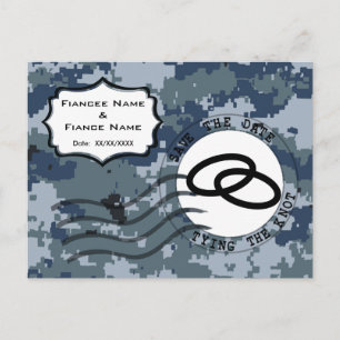 Carte Postale Faire-part USN Navy Date à retenir et alliances