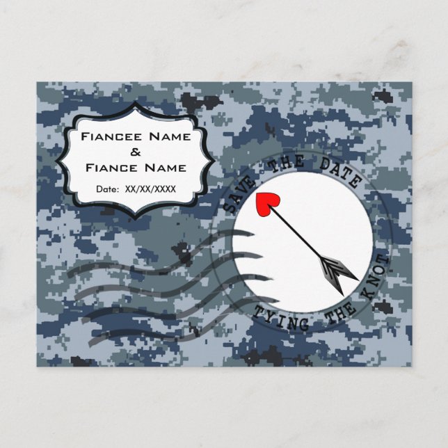 Carte Postale Faire-part USN Navy Enregistrer la date et la flèche (Devant)