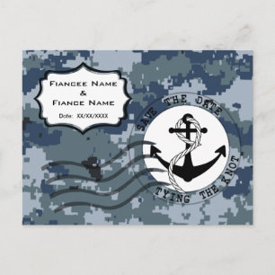 Carte Postale Faire-part USN Navy Enregistrer la date et l'Ancre