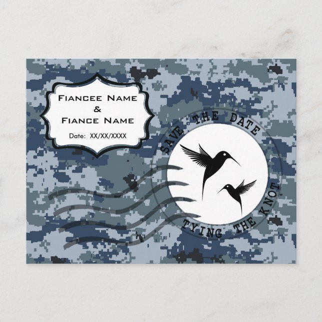 Carte Postale Faire-part USN Navy Épargnez la date & les amoureux (Devant)