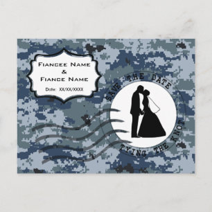 Carte Postale Faire-part USN Navy Sauvez la date et la mariée et la pièce