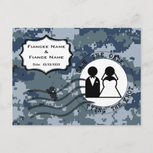 Carte Postale Faire-part USN Navy Sauvez la date et la mariée et la pièce
