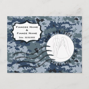 Carte Postale Faire-part USN Navy Sauvez la date et la mariée et la pièce