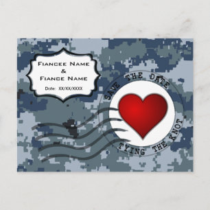 Carte Postale Faire-part USN Navy Sauvez la date et le coeur
