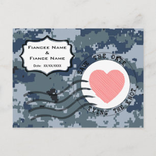Carte Postale Faire-part USN Navy Sauvez la date et le coeur