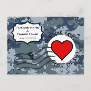 Carte Postale Faire-part USN Navy Sauvez la date et le coeur