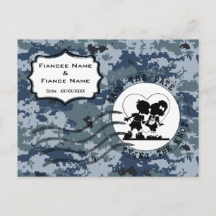 Carte Postale Faire-part USN Navy Sauvez la date et le couple