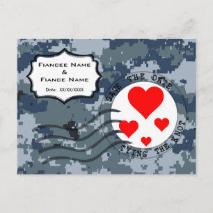 Carte Postale Faire-part USN Navy Sauvez la date et les coeurs