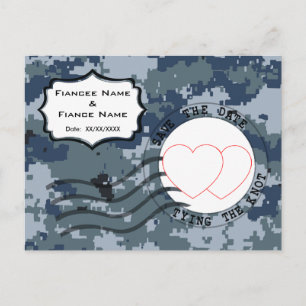 Carte Postale Faire-part USN Navy Sauvez la date et les coeurs