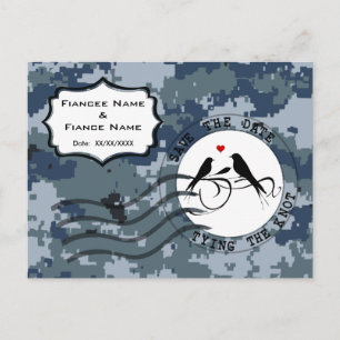 Carte Postale Faire-part USN Navy Sauvez la date et les Inséparables