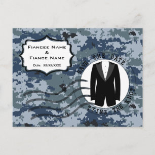 Carte Postale Faire-part USN Navy Sauvez la date & Tuxedo