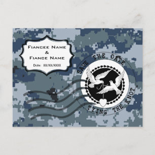 Carte Postale Faire-part USN Navy Save the Date & Doves