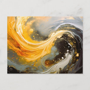 Carte Postale Faire-part Vagues modernes en marbre abstrait doré