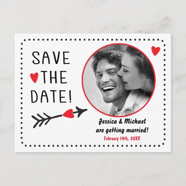 Carte Postale Faire-part Valentine Mariage Enregistrer Date Photo Russe Car (Devant)