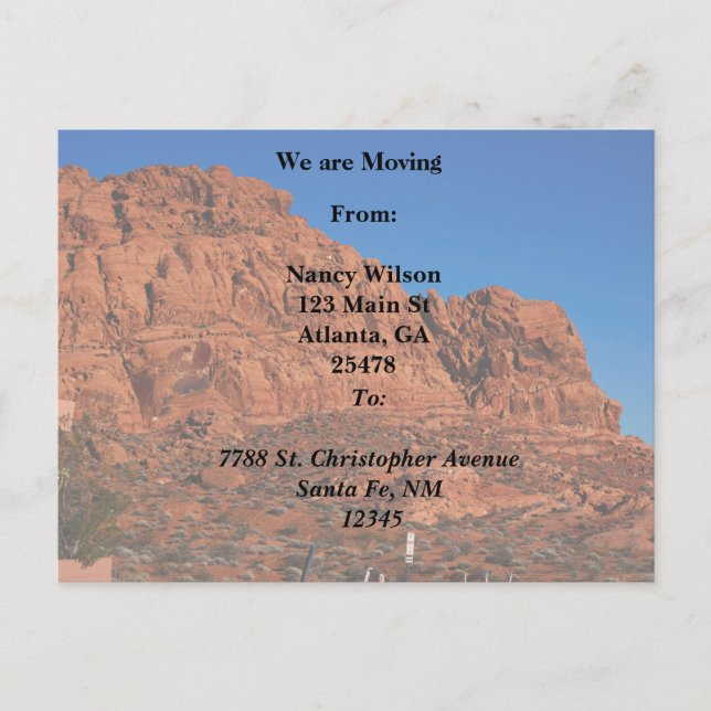 Carte Postale Faire-part Vallée du feu (Devant)