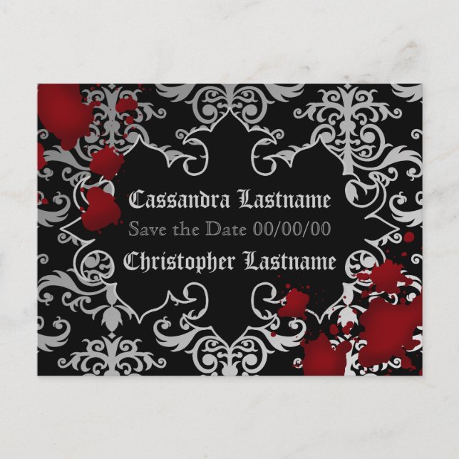 Carte Postale Faire-part Vampire Halloween mariage | Enregistrer la date (Devant)