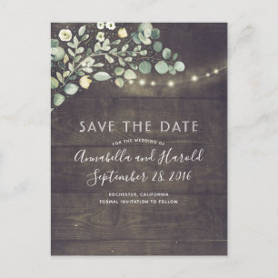 Carte Postale Faire-part Verdure String éclat Rustique Enregistrer la date