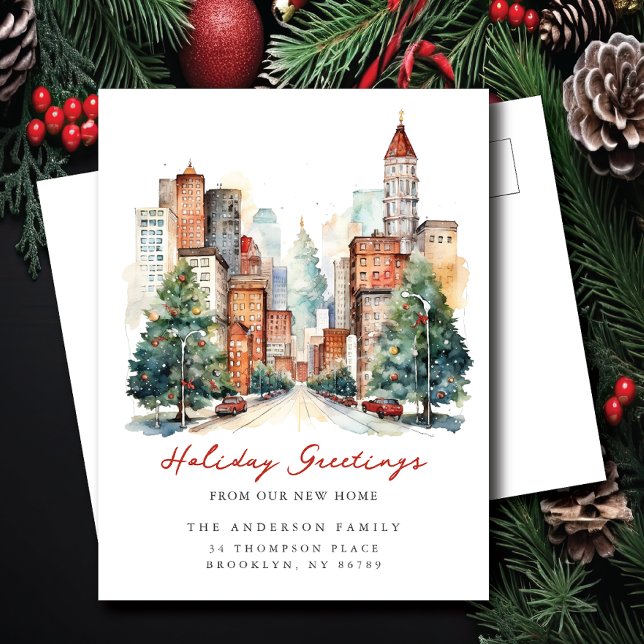 Carte Postale Faire-part Vie urbaine Noël en ville Nouvelle adresse (Créateur téléchargé)