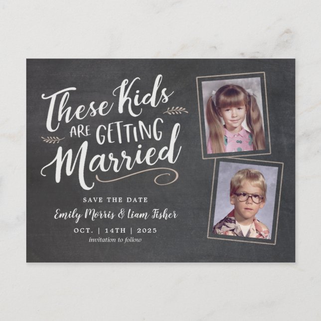 Carte Postale Faire-part Vielles photos Script manuscrit Enregistrer la dat (Devant)