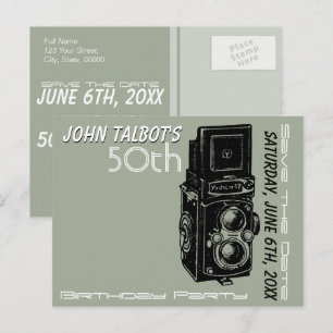 Carte Postale Faire-part Vieux appareil photo 50e anniversaire fête Enregis