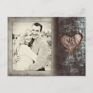 Carte Postale Faire-part vieux arbre rustique PHOTO enregistrer la date car