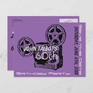 Carte Postale Faire-part Vieux projecteur 60e anniversaire fête Enregistrer