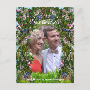 Carte Postale Faire-part Vignes, Chèvrefeuilles et Colibris