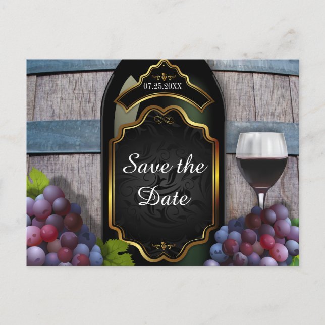 Carte Postale Faire-part Vignoble rustique Mariage Enregistrer la date (Devant)