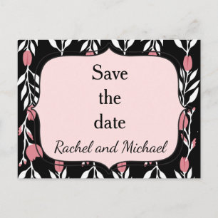 Carte Postale Faire-part Vin Rose rose floral Enregistrer la date