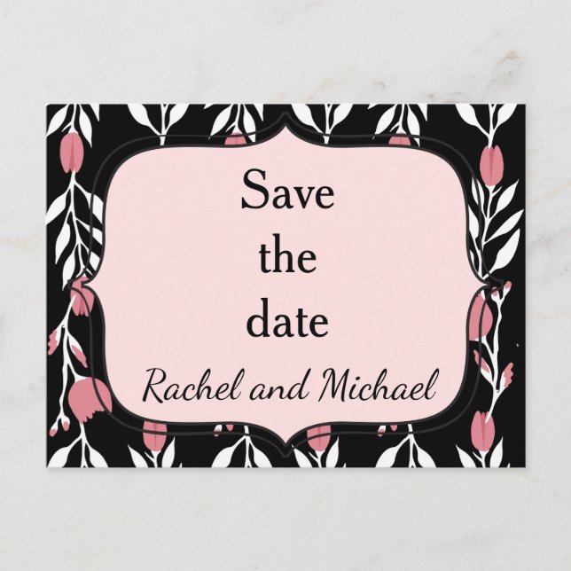 Carte Postale Faire-part Vin Rose rose floral Enregistrer la date (Devant)