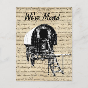 Carte Postale Faire-part Vintage caravane tzigane changement d'adresse