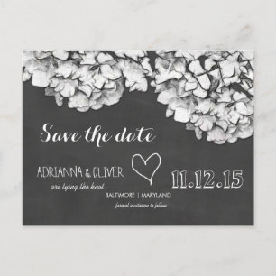 Carte Postale Faire-part Vintage Chalkboard Fleurs Hydrangea Enregistrer La