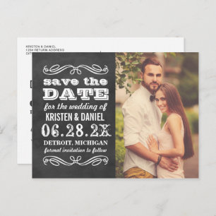 Carte Postale Faire-part Vintage Chalkboard Mariage Photo Enregistrer la da