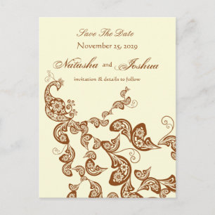 Carte Postale Faire-part Vintage Chic Élégant Peacock Floral Enregistrer La