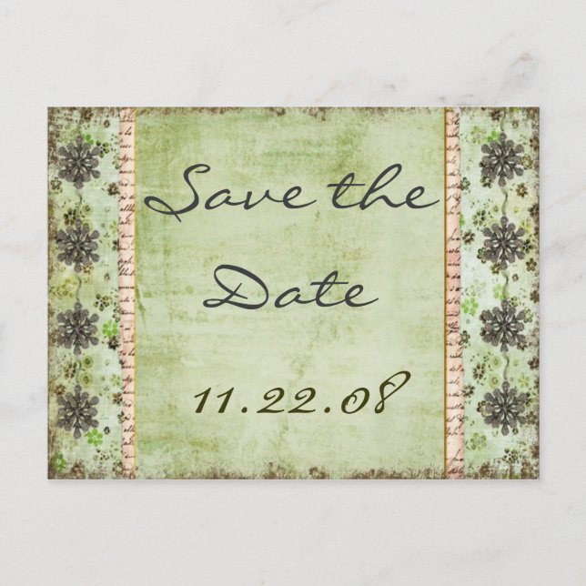 Carte Postale Faire-part Vintage Enregistrer la date (Devant)