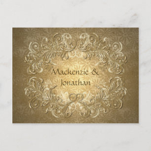 Carte Postale Faire-part Vintage Gold Swirls sur Gold Arrière - plan Enregi