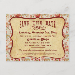 Carte Postale Faire-part Vintage Party, Réunion ou Événement Enregistrer la
