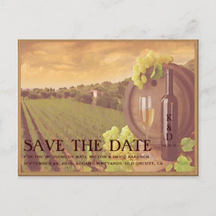 Carte Postale Faire-part Vintage Retro Vineyard Sunset Enregistrer La Date