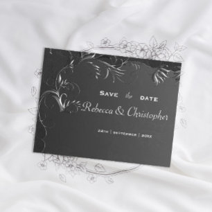 Carte Postale Faire-part Vintage Romance Dark Silver Mariage