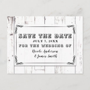 Carte Postale Faire-part Vintage Shabby Chic White Wood Grange Enregistrer 