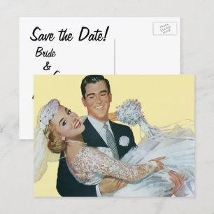 Carte Postale Faire-part Vintage Wedding Save the Date! Bride and Groom