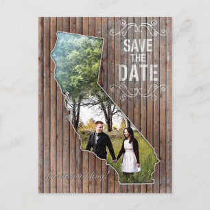 Carte Postale Faire-part Vintage Wood California Enregistrer La Date