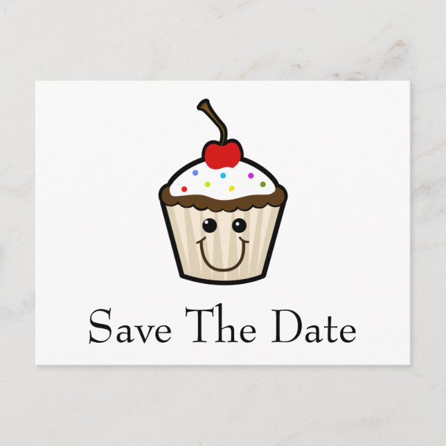Carte Postale Faire-part Visage Sourire Cupcake (Devant)
