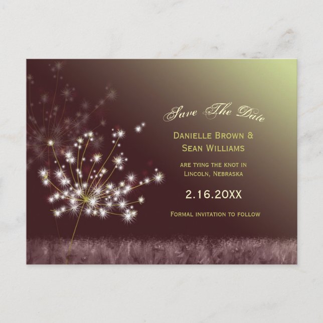 Carte Postale Faire-part Vœux de pissenlit pour mariage, à conserver comme  (Devant)