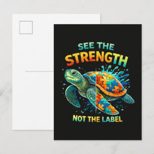 Carte Postale Faire-part Voir la Force Tortue Acceptation de l'autisme