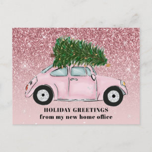 Carte Postale Faire-part Voiture rose Arbre de Noël Parties scintillant Nou