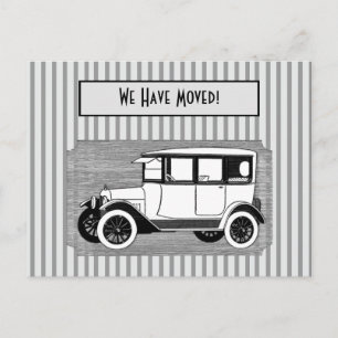 Carte Postale Faire-part Voiture Vintage en Gris Changer d'adresse
